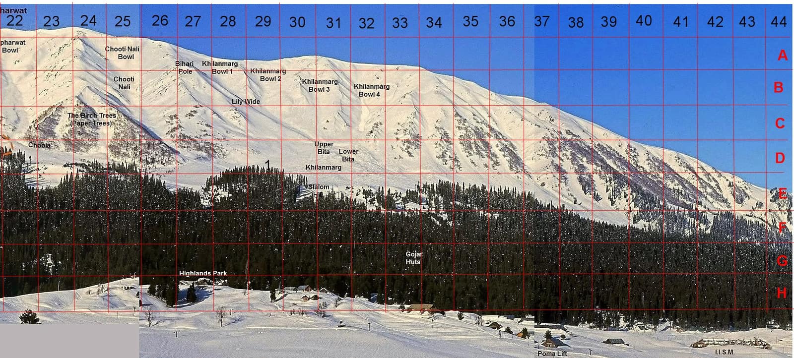 Gulmarg ski terrain map – west sector